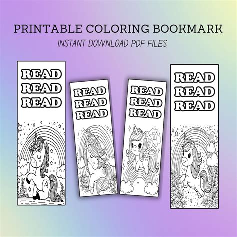 Buy Printable Unicorn Coloring Page, Kids Unicorn Activity, 4 Unicorn ...