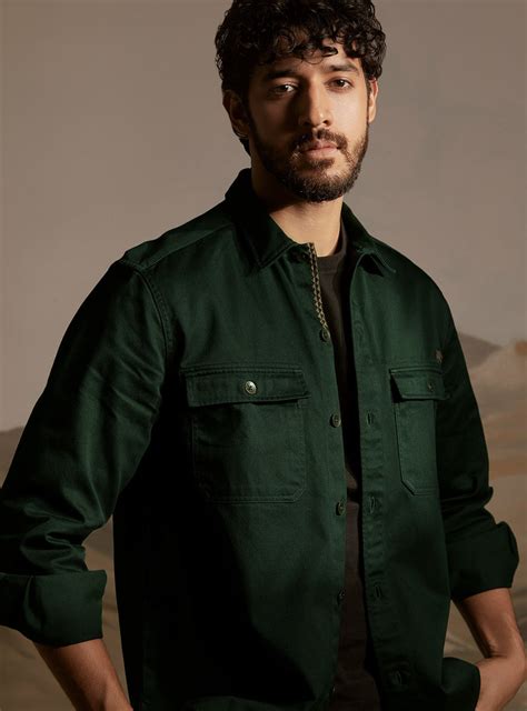 Buy Gritty Jungle Overshirt | Casual Olive Solid OverShirts for Men ...