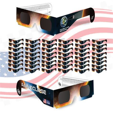 (50 PACK Solar Eclipse Glasses - AAS Approved 2024 - Made in USA - ISO ...