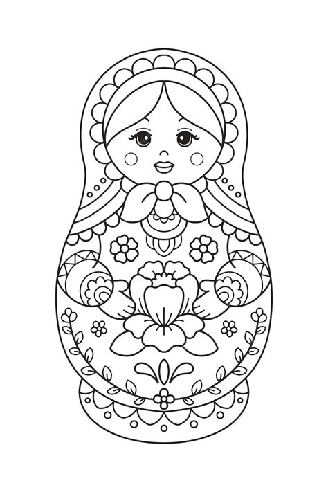 Premium Vector | Matryoshka icon Russian nesting doll thin line art ...