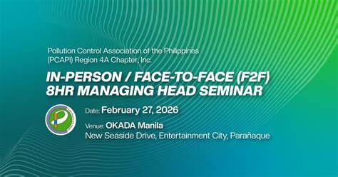 FACE-TO-FACE 8HR SEMINAR FOR MANAGING HEADS OF PCOs (February 27, 2026 ...