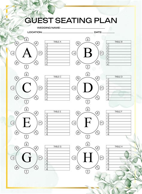 Blank Wedding Seating Charts - 10 Free PDF Printables | Printablee ...