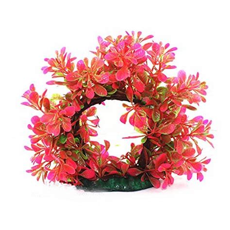 Superdream Plastic Curve Design Fish Tank Water Plant/Grass 6-inch Red ...