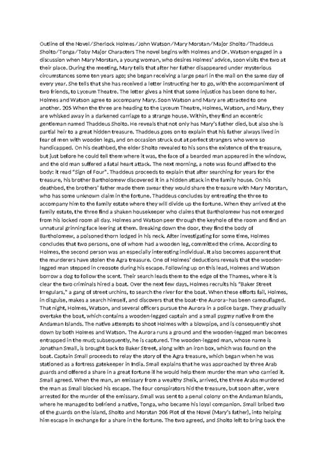 Outline of the Novel: The Sign of Four (ENG 101) - Studocu