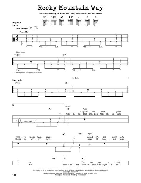 Rocky Mountain Way by Godsmack Sheet Music for Guitar Cheat Sheet at ...