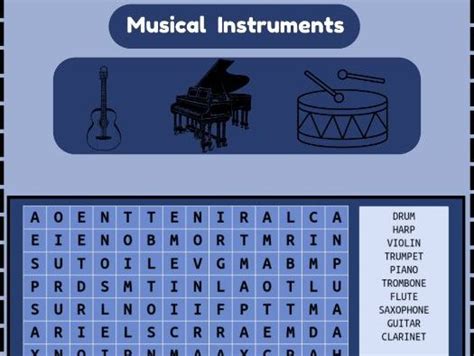 Image result for Word Search Musical Instruments