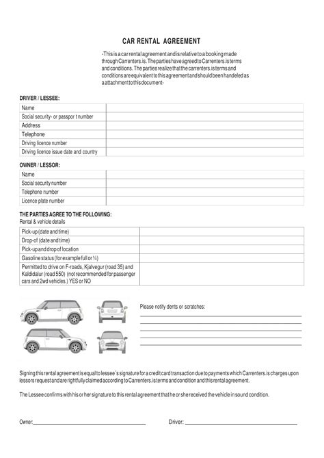 Free, Printable Car Rental Agreement Templates [PDF, Word]