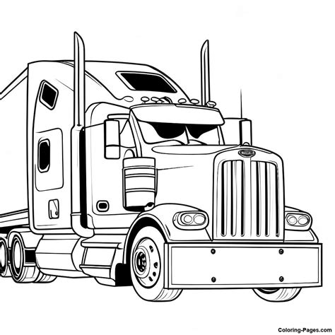 Peterbilt Semi Truck With Trailer Coloring Page | Coloring-Pages.com