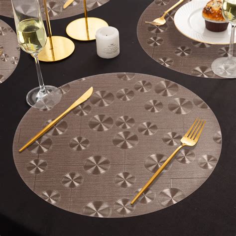 Buy HOKIPO Shining Round Dining Placemats Set of 6 Washable Table Mats ...