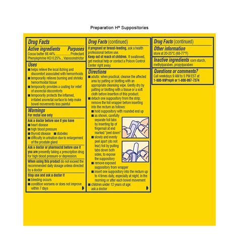 Buy Preparation H Hemorrhoid Symptom Treatment Suppositories, Cocoa ...