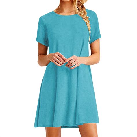2025 Women's Summer Casual T Shirt Dresses Short Sleeve Dress Petite ...