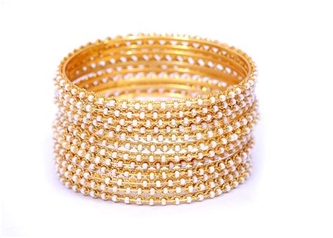 Buy Navjai Jewellery Traditional Metal Bangles White Moti & Cutting ...