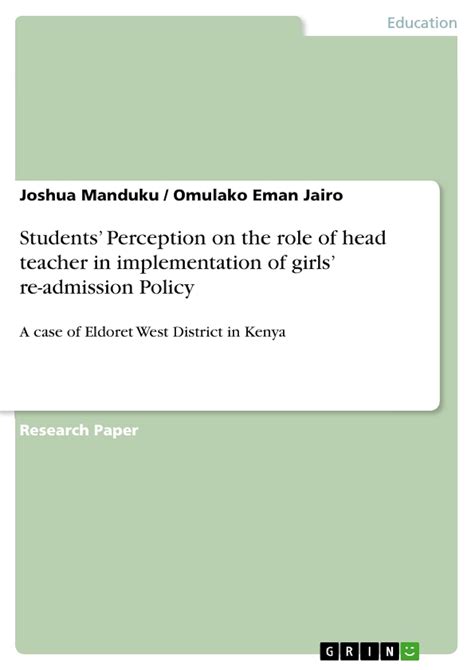 Students’ Perception on the role of head teacher in implementation of ...