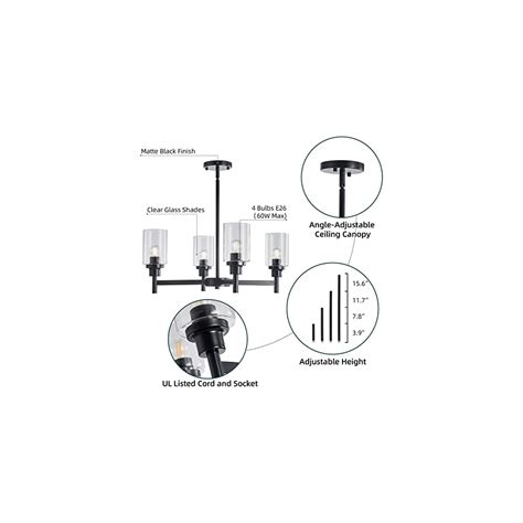 Seilisy 4 Lights Black Chandelier Pendant Light, | Ubuy India