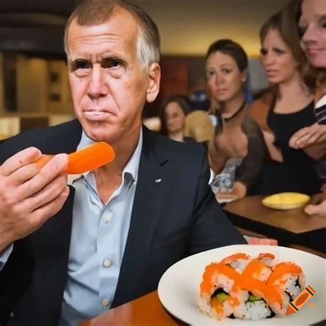 Thom tillis eating sushi