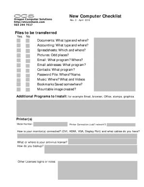 Image result for Setting Up a New Computer Checklist