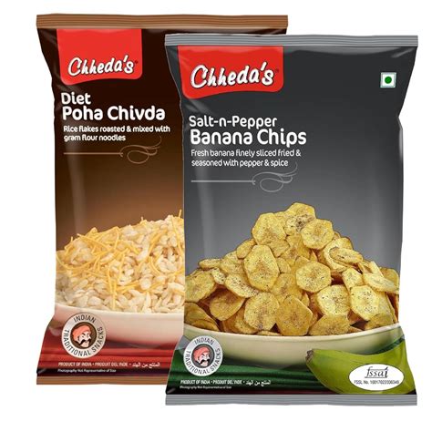 Chheda's - Salt N Pepper Banana Chips (350 Gm) and Diet Poha Chivda ...