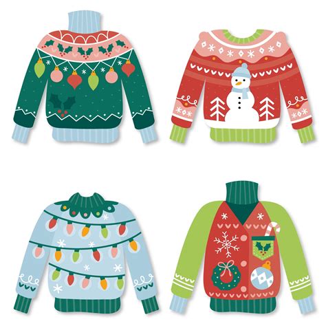 Big Dot of Happiness Colorful Christmas Sweaters - DIY Shaped Ugly ...