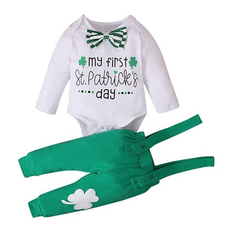 Baby Boys St. Patrick's Day Clothes Sets Outfit Letter Printed Romper ...