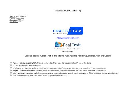 CIA - Internal Audit - for exam prep - Realtests.IIA-CIA-Part1 Number ...