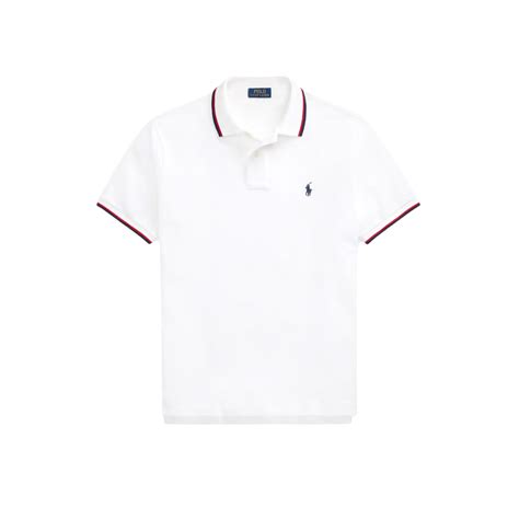 POLO RALPH LAUREN Mens White Custom Slim Fit Mesh Polo T-Shirt – Elite ...