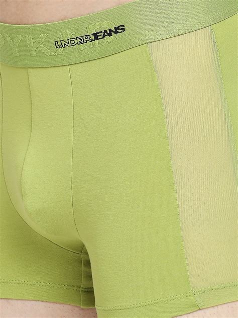 Buy Men Premium Bright Green Cotton Blend Trunk- UnderJeans by Spykar ...