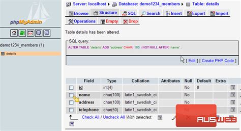 Image result for Adding Table Fields to Database Using SQL and PHP