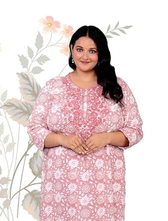 Buy MEHKFAB Women's Rayon Straight Embroidery Plus Size Kurti Kurta ...