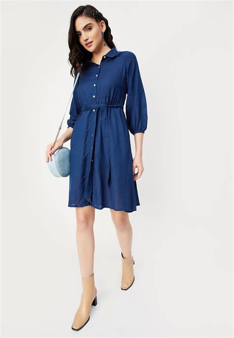 Buy Women Solid Shirt Dress Online at just Rs. 799.0 - 1000013008023 ...