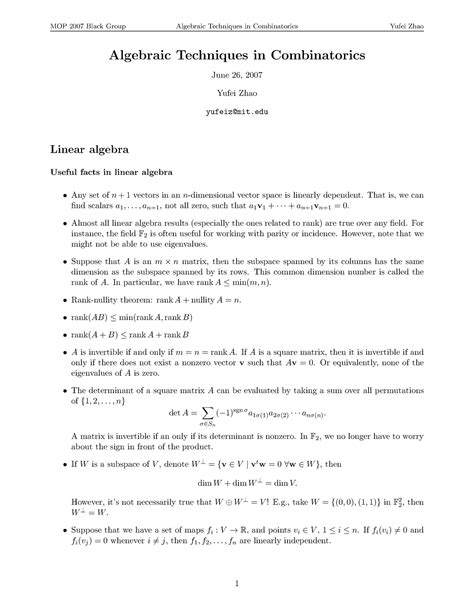 Algcomb - dsgndste - Algebraic Techniques in Combinatorics June 26 ...