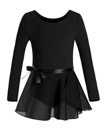 DANSHOW Girls Team Basic Long Sleeve Leotard with Skirt Kid Dance ...