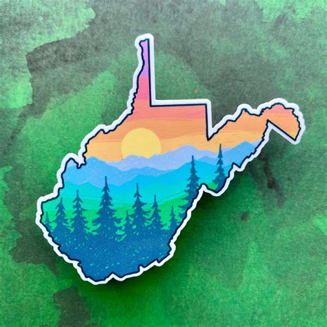 West Virginia State Mountains 3 6'' Vinyl Sticker | Etsy