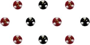 Comet Busters Black and Maroon Round Velvet Bindis With Stones (6mm ...