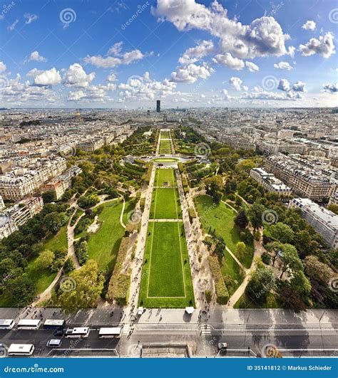 Champ De Mars from the Eiffel Tower Stock Photo - Image of aerial ...