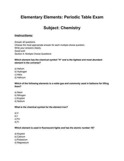 Image result for Exam Periodic Table