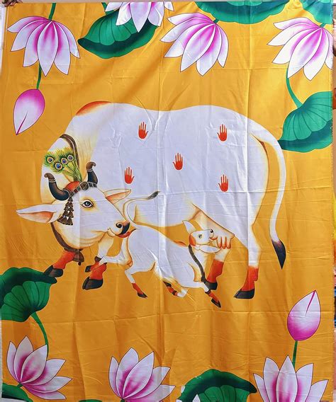Talambralu Cow & Calf Backdrop Curtain Cloth for House Warming Function ...