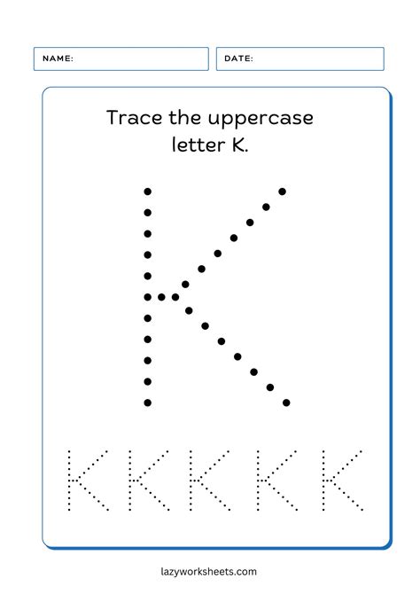 Trace the Letter K | Alphabet Tracing | Lazy Worksheets