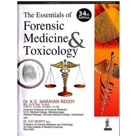 Essentials of Forensic Medicine and Toxicology 34th Edition by Reddy KS ...