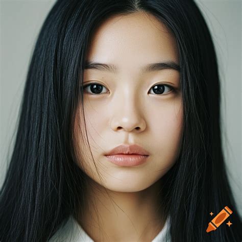 A smiling young woman with super long, straight black hair stands ...