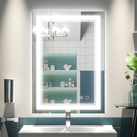 Buy Keonjinn LED Mirror Bathroom Mirror with Front Lights, 20 x 28 Inch ...