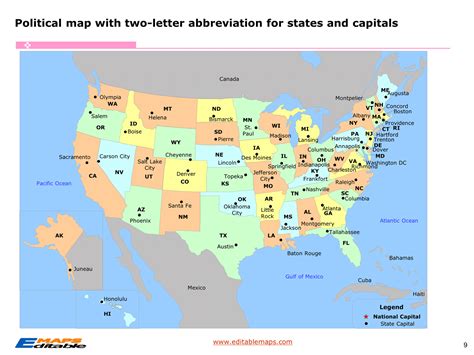 Printable Map Of United States Capitals Abbreviations