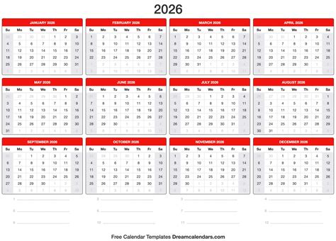 2026 Printable Calendar - Printable And Enjoyable Learning