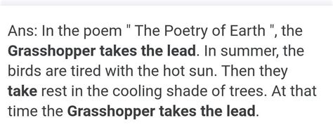 When does the Grasshopper take lead? - Brainly.in