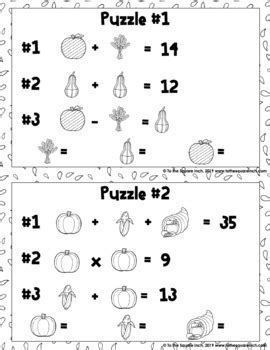 Image result for Thanksgiving Math Puzzles