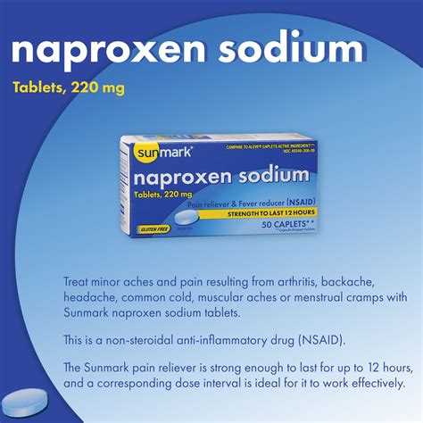 Buy Sunmark Naproxen Sodium Pain Reliever & Fever Reducer Caplets, 220 mg, 50 Count Online at ...