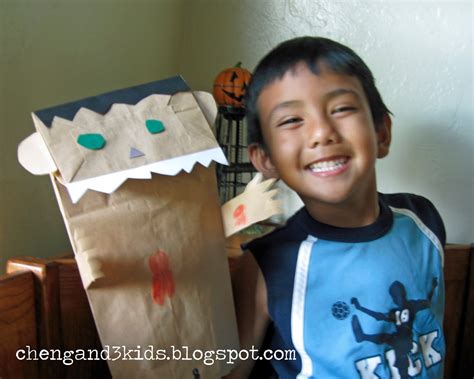 Cheng and 3 Kids: Paper Bag Puppet