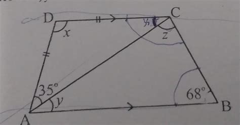 In the given figure , AB||DC. If angle ABC=68 degrees and angle DAC=35 ...