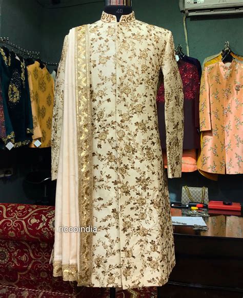 Heavily embroidered sequins work sherwani – Ricco India
