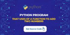Image result for Write a Python Program to Add Two Numbers Using Function