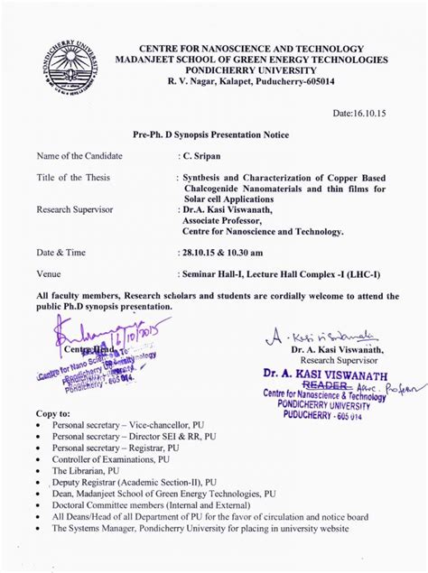 Pre-Ph.D. Synopsis Presentation of Mr.C.Sripan on 28.10.2015 ...